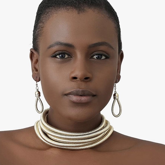 Boho Style Gold-Tone Necklace, Bracelet & Earrings Set - 4 Piece Set - Picture 8 of 14